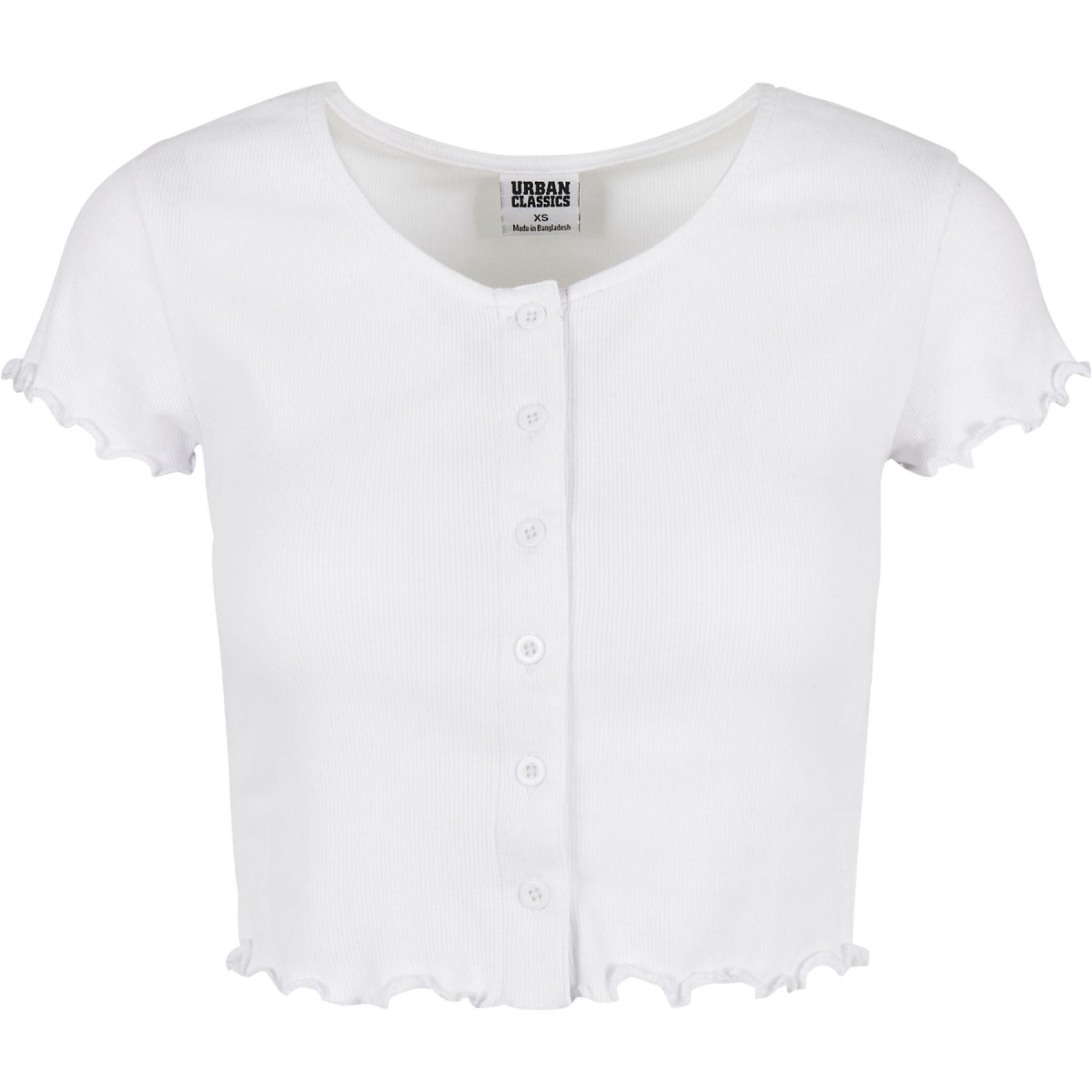 T-shirt för kvinnor Urban Classics cropped button up rib-grandes tailles