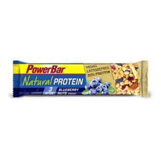 Förpackning med 24 bars PowerBar Natural Protein Vegan - Blueberry Bliss