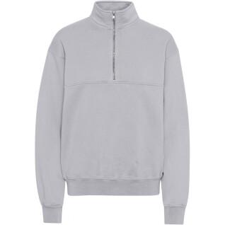 Sweatshirt med 1/4 dragkedja Colorful Standard Organic limestone grey
